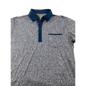 State & Liberty  Blue Marl Short Sleeve Polo Shirt Button Down Collar Size L